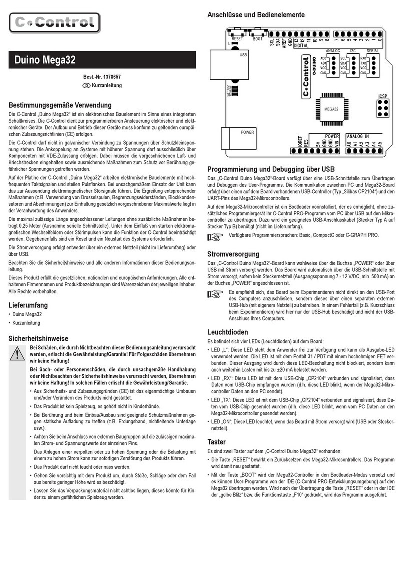 C-Control Duino Mega32 User manual