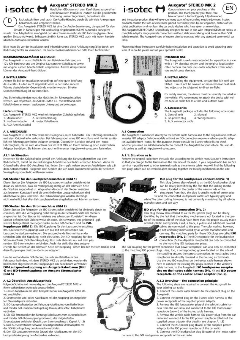 I-Sotec Auxgate STEREO MK 2 quick start guide I-Sotec Auxgate STEREO MK 2 quick start guide