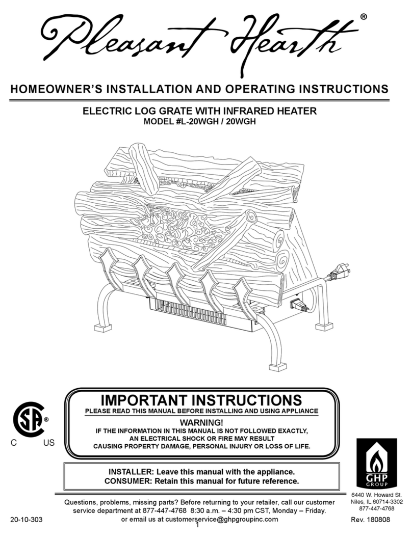 GHP Group Pleasant Hearth L-20WGH Homeowner's installation and operating instructions GHP Group Pleasant Hearth L-20WGH Homeowner's installation and operating instructions