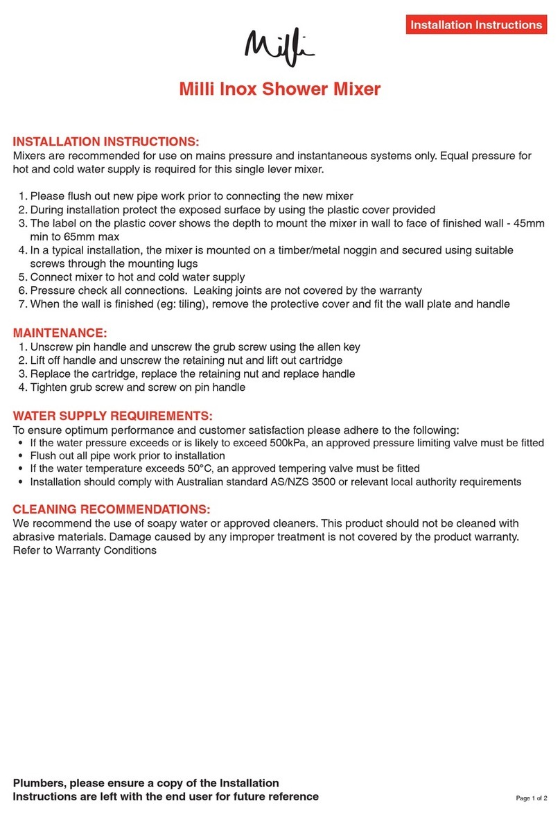 Milli Inox installation instructions Milli Inox installation instructions