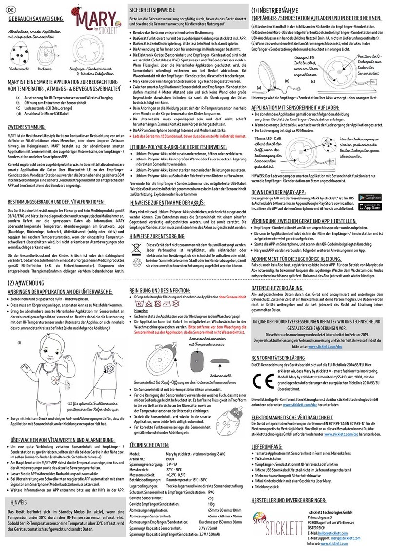 sticklett Mary SS A10 instruction manual