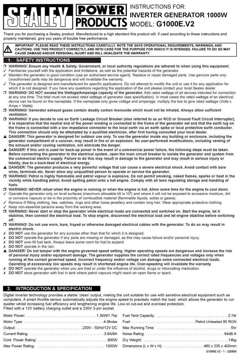 Sealey G1000E.V2 User manual