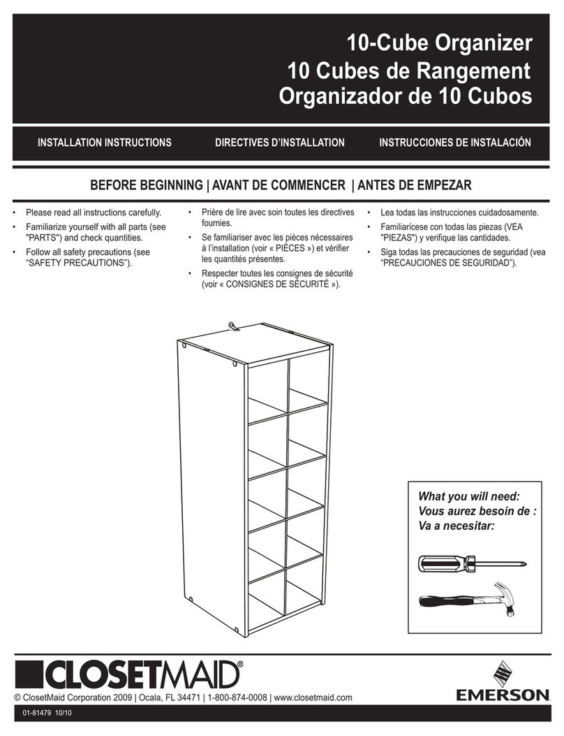 Emerson ClosetMaid 10-Cube Organizer installation instructions