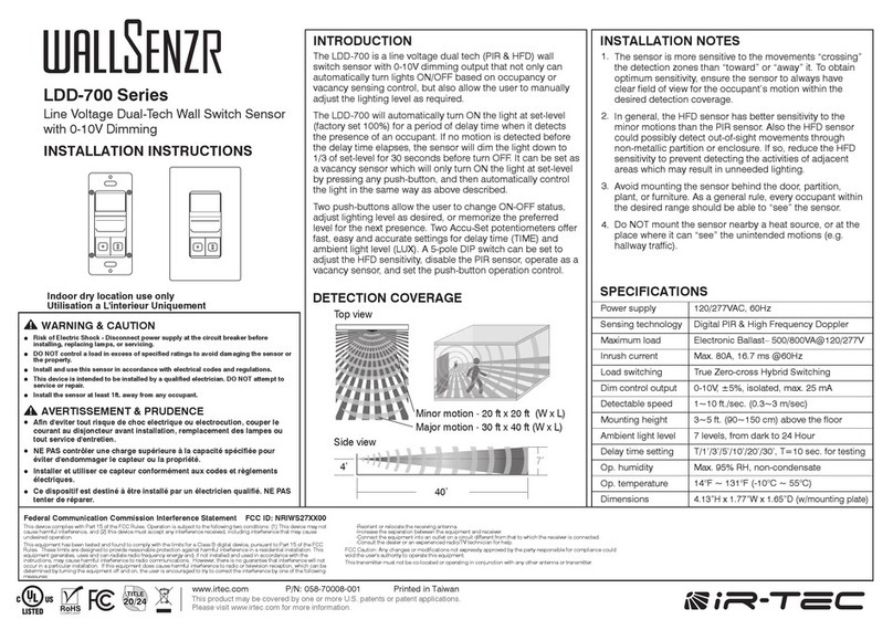 IR-Tec WallSenzr LDD-700 Series User manual