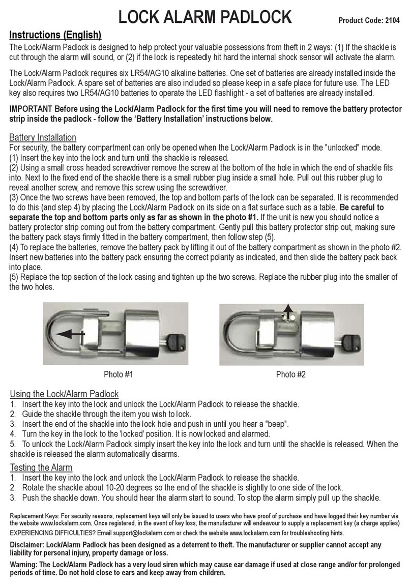LOCK ALARM PADLOCK User manual
