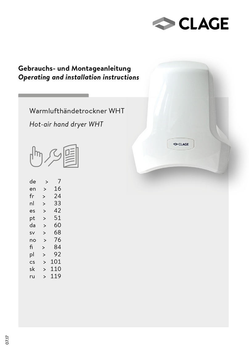 clage WHT Operating and installation instructions