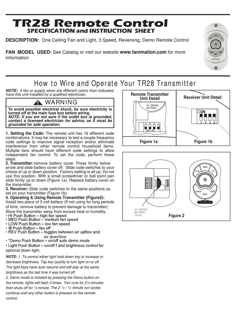 Fanimation TR28 SPECIFICATION AND INSTRUCTION SHEET