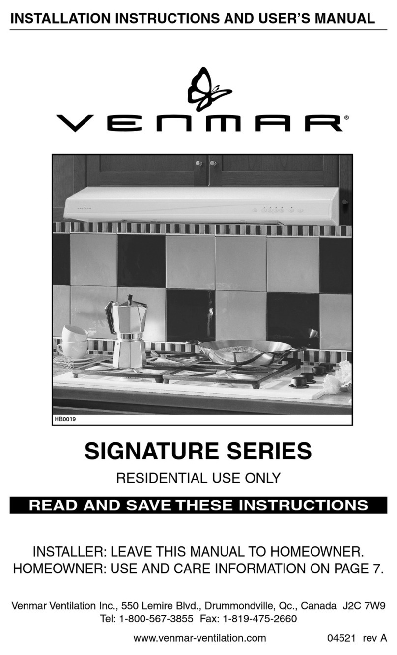 Venmar Signature S1 Series Installation instructions and user manual