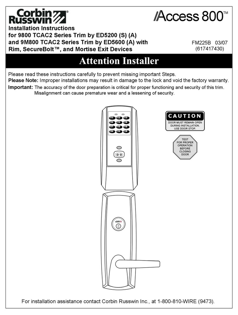 Corbin Russwin Access 800 User manual Corbin Russwin Access 800 User manual