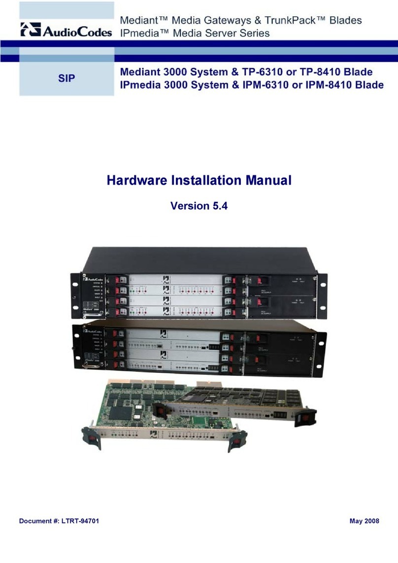AudioCodes Mediant 3000 Series Hardware installation manual