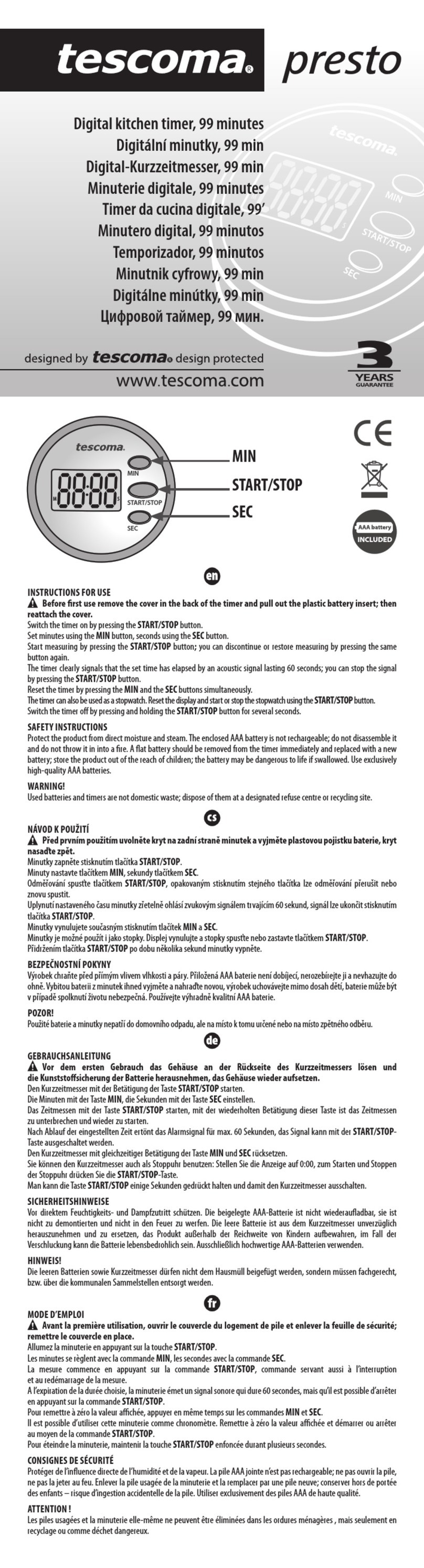 Tescoma presto Instructions for use