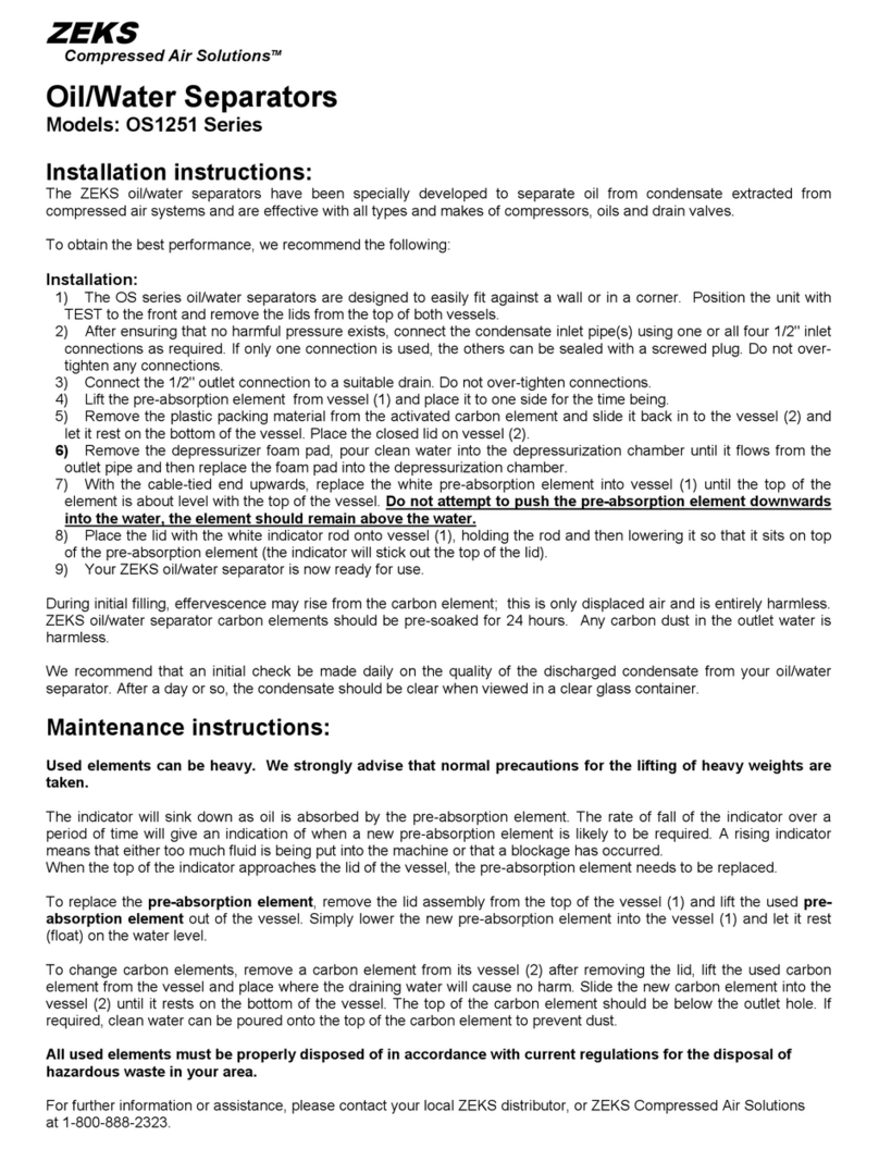 ZEKS Compressed Air Solutions OS1251 Series installation instructions