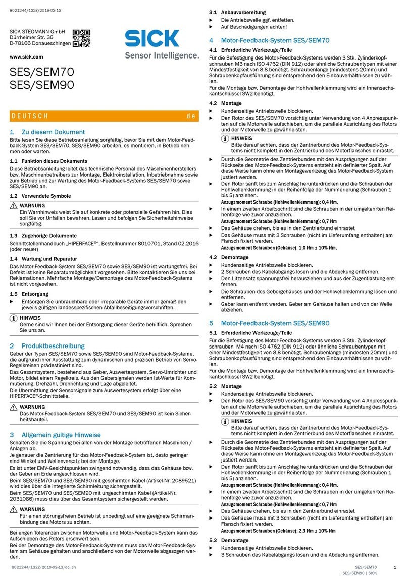 SICK STEGMANN SES70 quick start guide