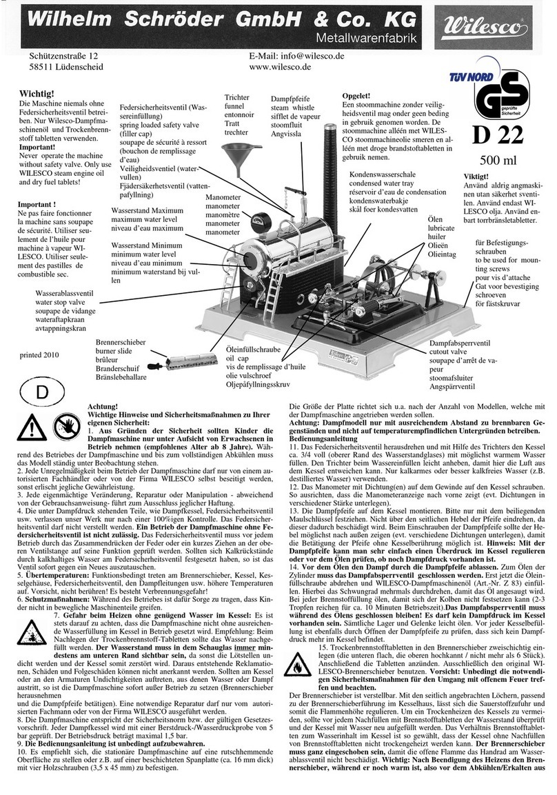 Wilhelm Schroder Wilesco D 22 User manual