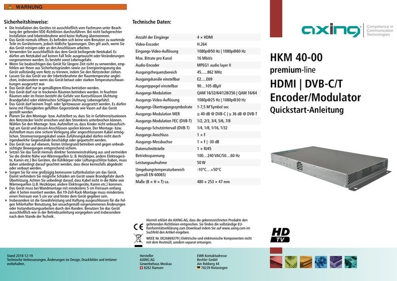 axing Premium-line HKM 40-00 quick start guide
