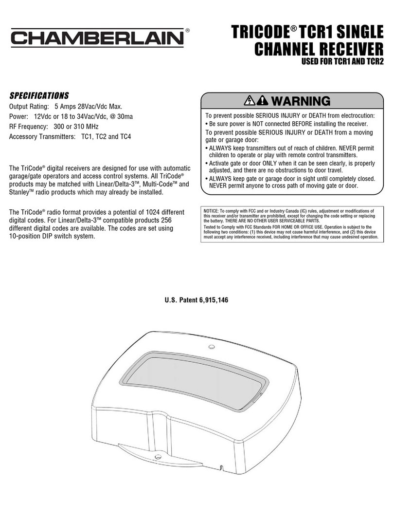 Chamberlain TRICODE quick start guide