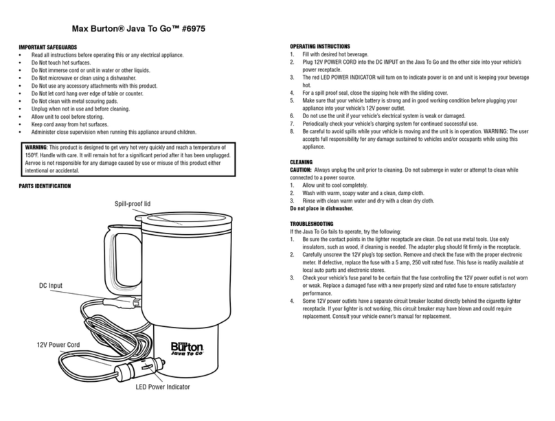Max Burton Java To Go operating instructions