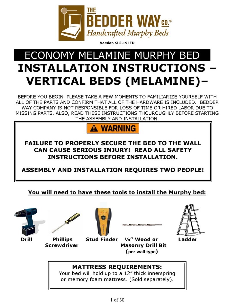 Bedder Way ECONOMY MELAMINE MURPHY BED installation instructions