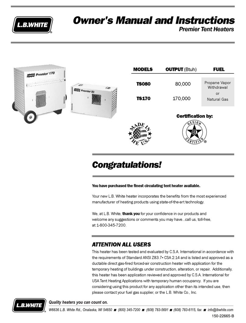 L.B. White Premier TS170 Owner's manual and instructions
