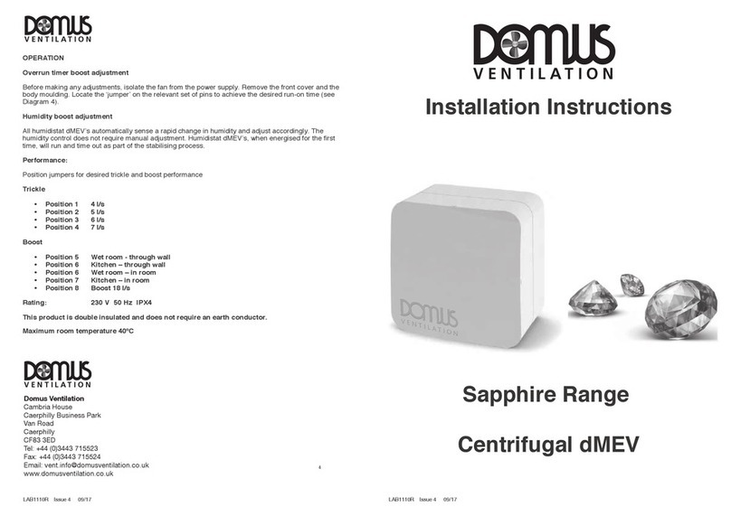 Domus Ventilation Sapphire DME100C Centrifugal dMEV installation instructions