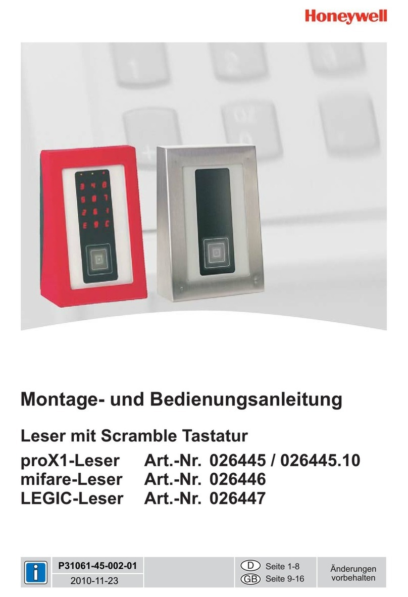 Honeywell proX1 Installation and operating instructions Honeywell proX1 Installation and operating instructions