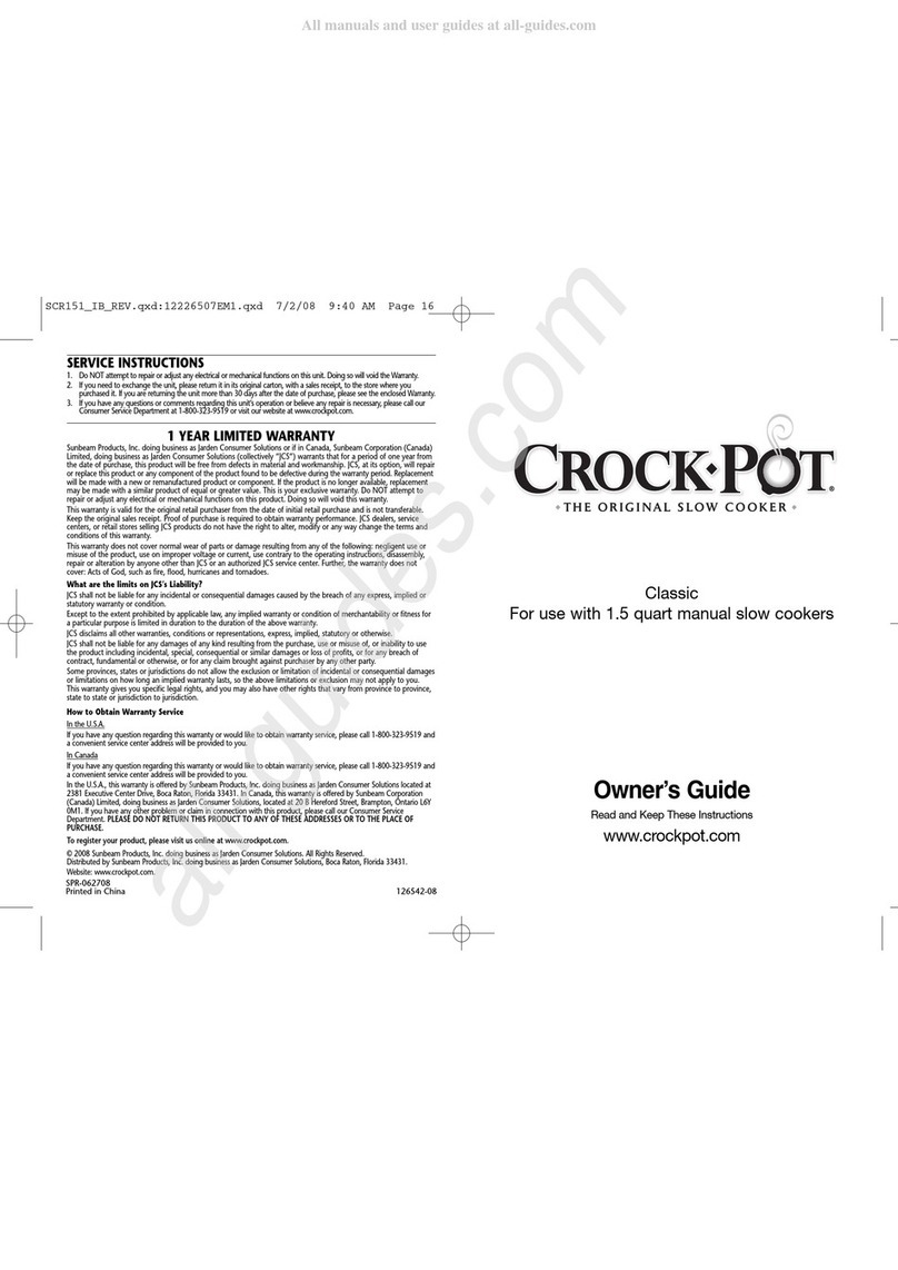 Crock-Pot SCR151 User manual