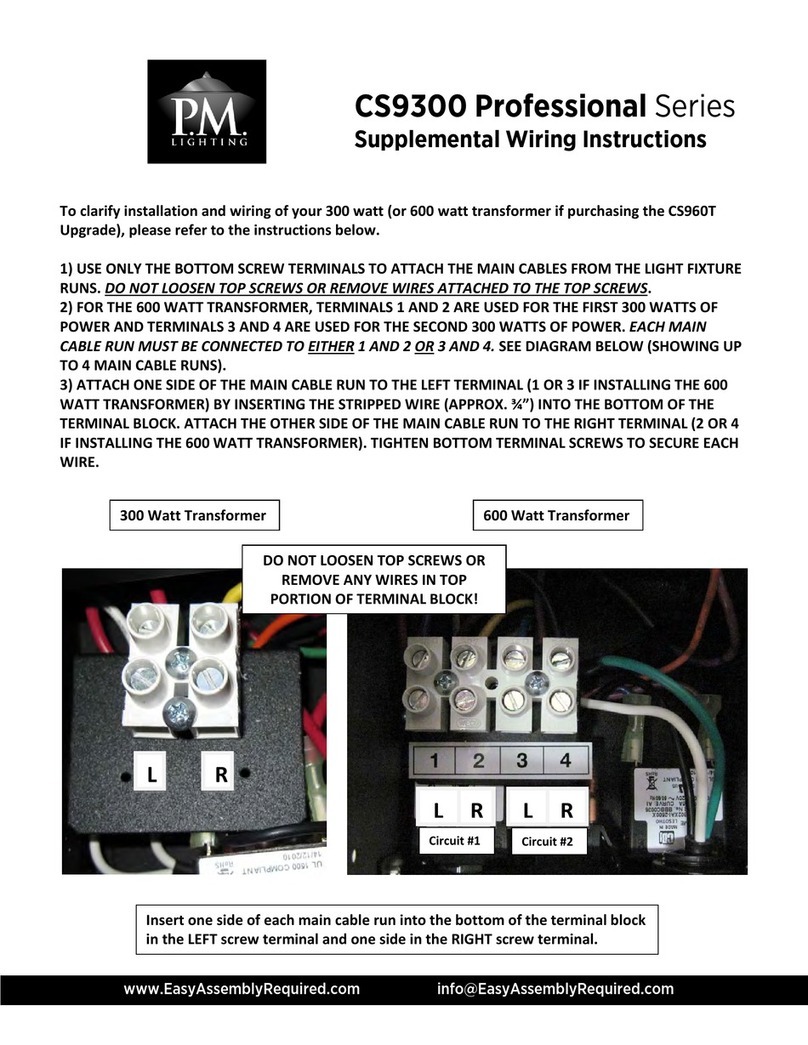 P. M. Lighting CS9300 Professional Series Supplemental wiring instructions
