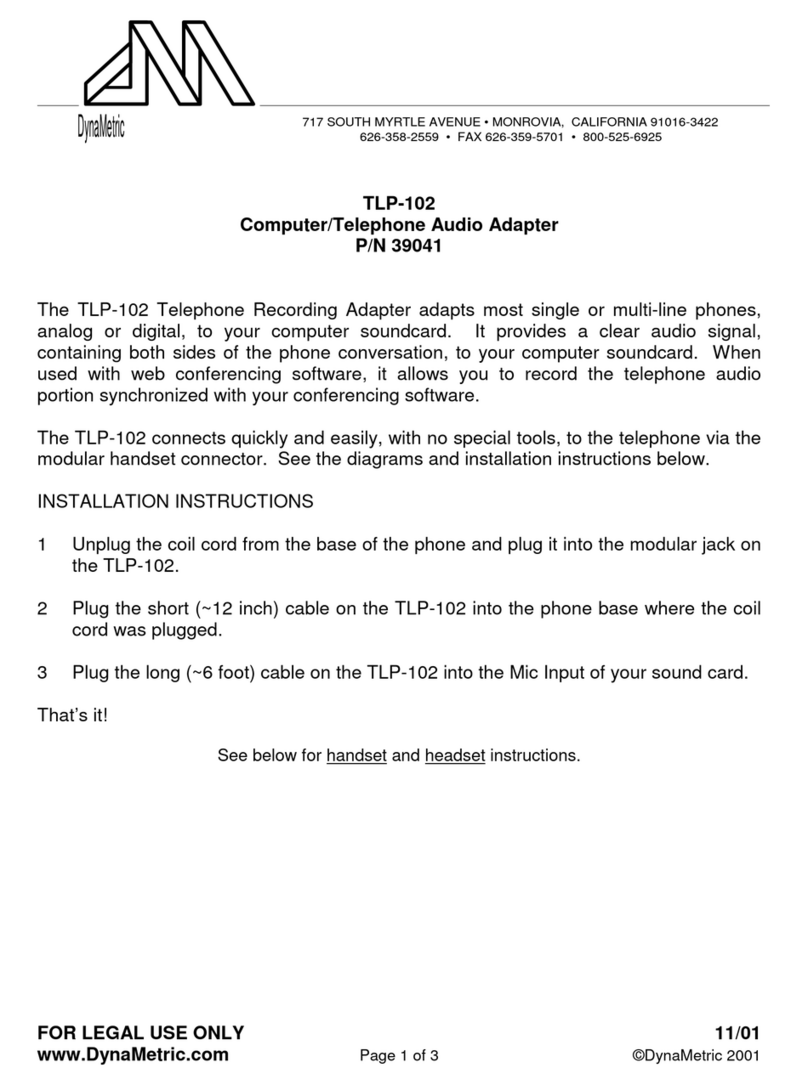 DynaMetric TLP-102 User manual