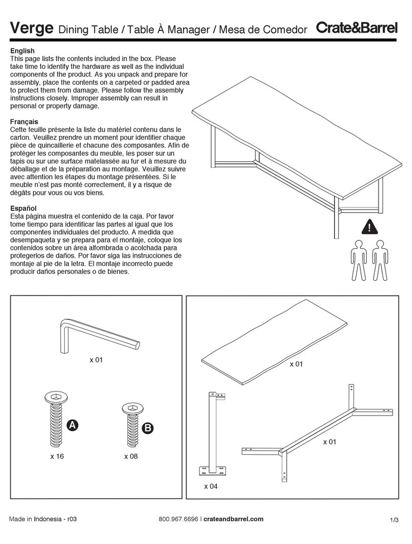 Crate&Barrel Verge Series User manual Crate&Barrel Verge Series User manual