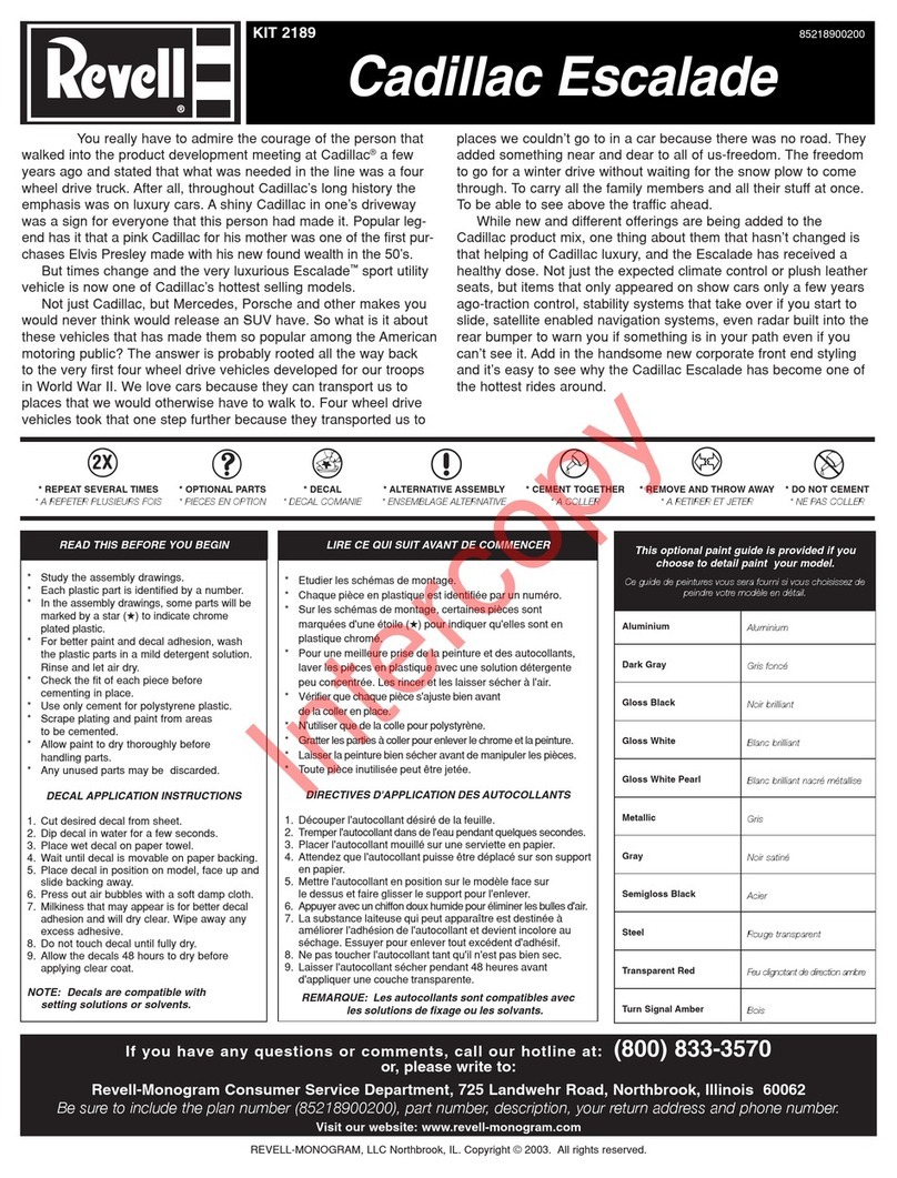 REVELL Cadillac Escalade Assembly manual