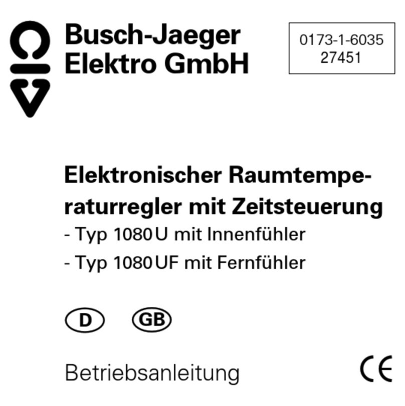 Busch-Jaeger 1080U manual