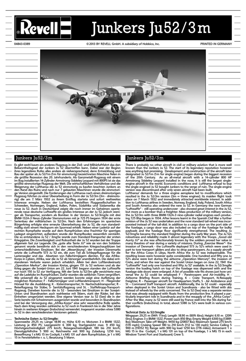 REVELL Junkers Ju-52/2M Civil Version Assembly manual