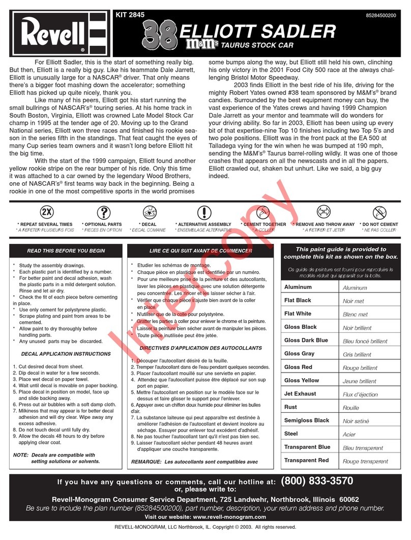 REVELL 38 ELLIOTT SADLER m&m's TAURUS STOCK CAR Assembly manual