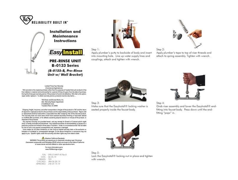 T&S B-0133-B Installation and maintenance instructions