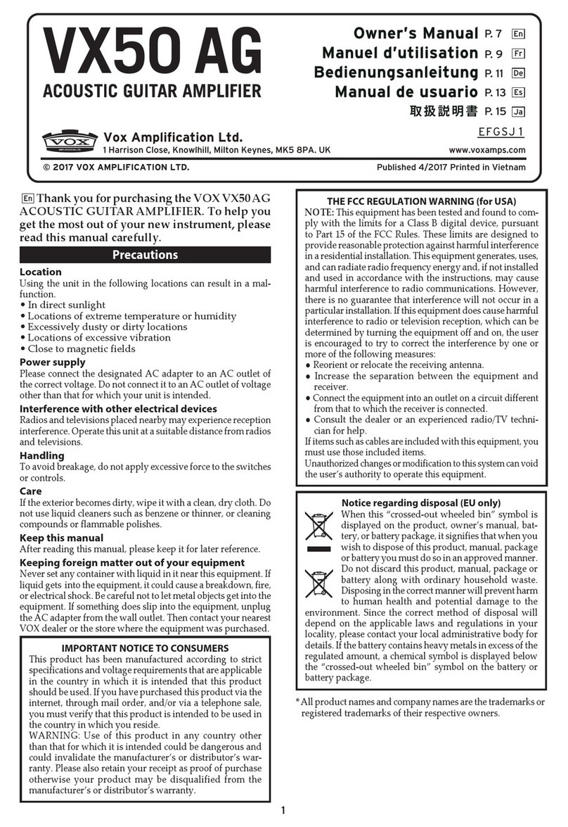 VOX Amplification VX50 AG User manual