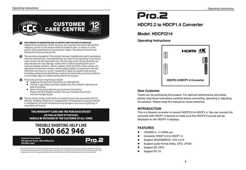 Pro2 HDCP2214 operating instructions