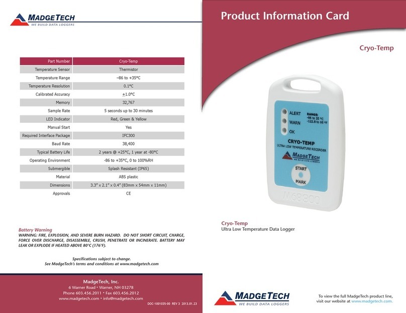 MadgeTech Cryo-Temp User manual