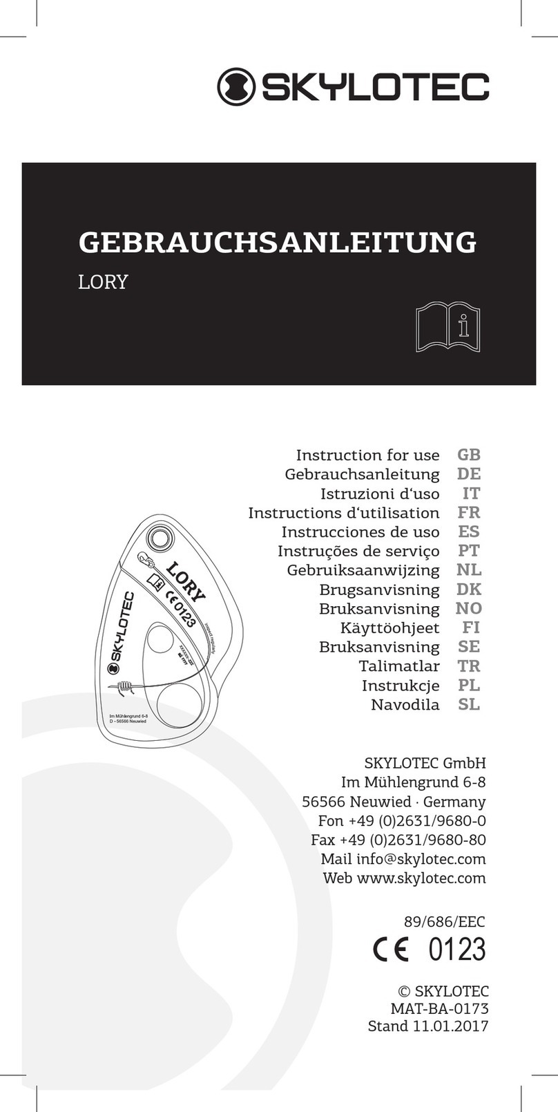 SKYLOTEC LORY Series Instructions for use