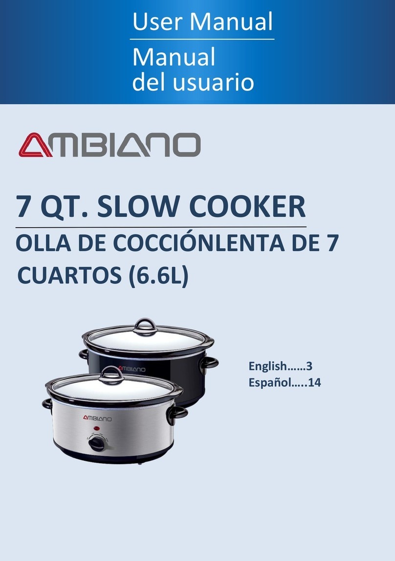 Ambiano 7 QT. SLOW COOKER user manual