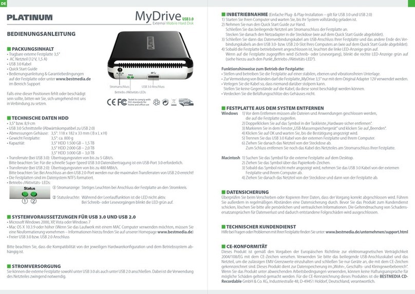 Platinum MyDrive Series operating instructions Platinum MyDrive Series operating instructions