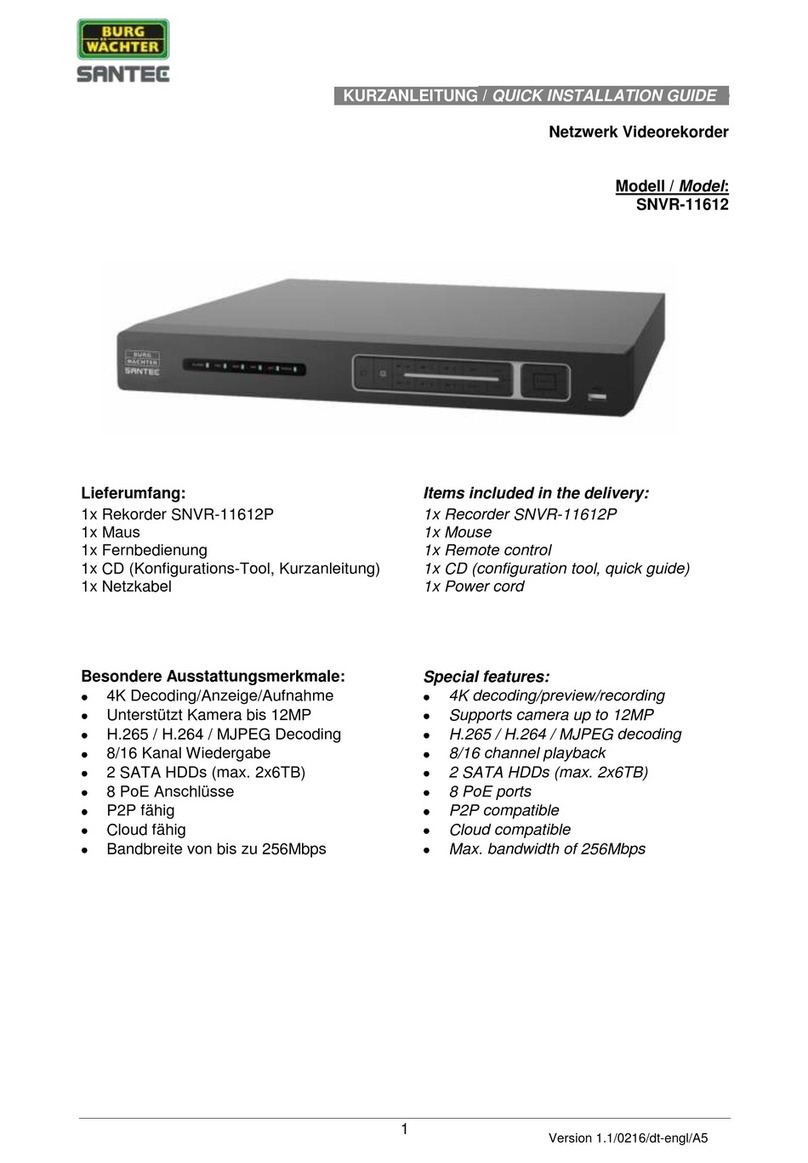 Burg Wächter SNVR-11612 Quick installation guide