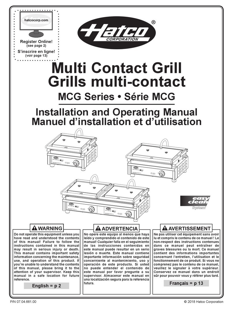 Hatco MCG14S Installation and operating manual
