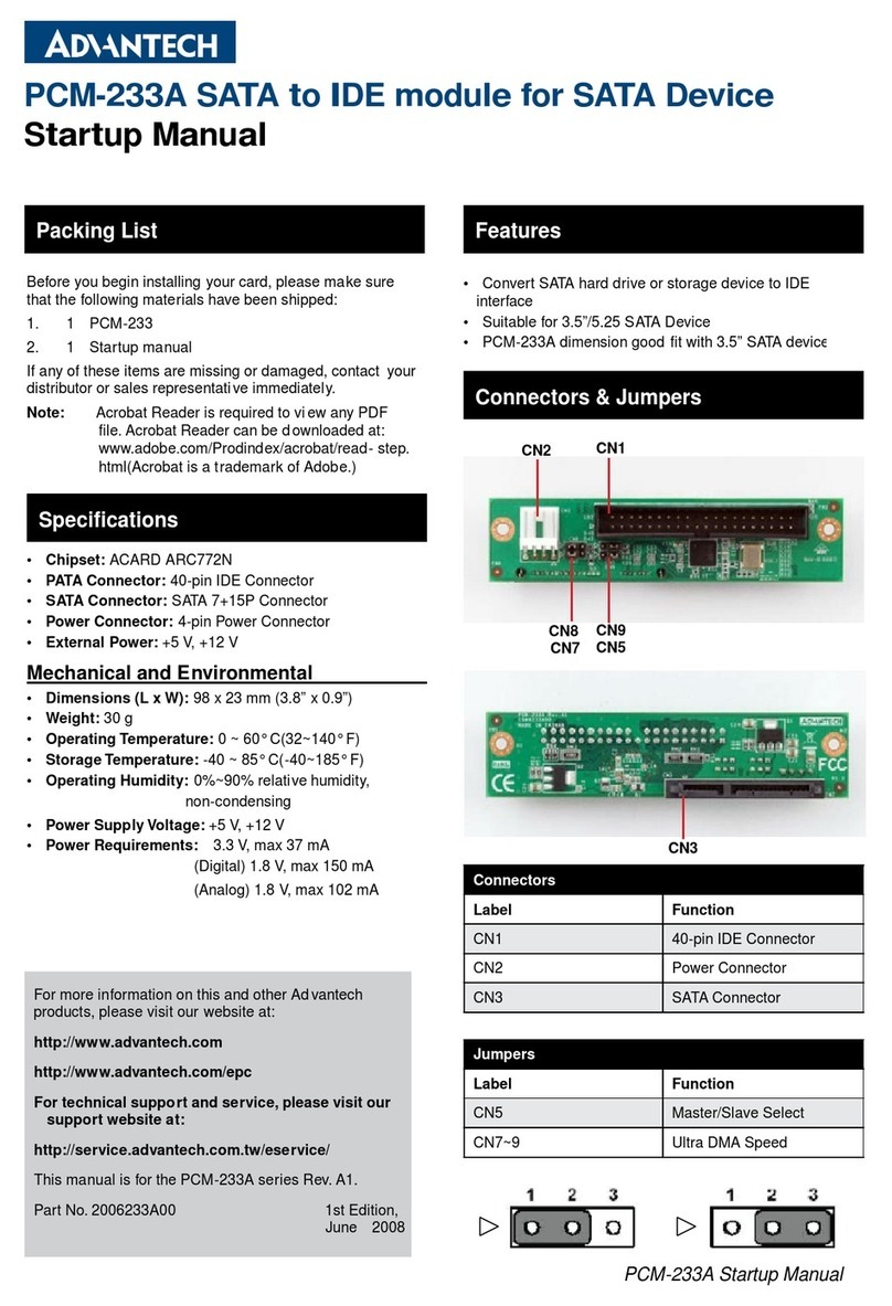 Advantech PCM-233A Installation and operation manual Advantech PCM-233A Installation and operation manual