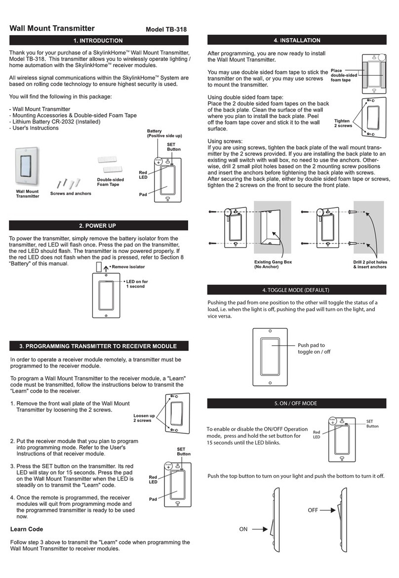 SkylinkHome TB-318 User manual