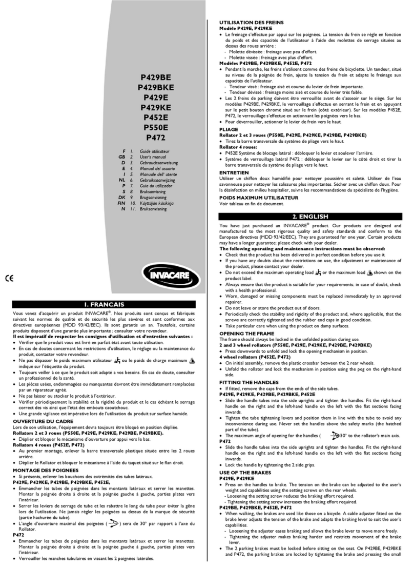Invacare P429BKE User manual Invacare P429BKE User manual