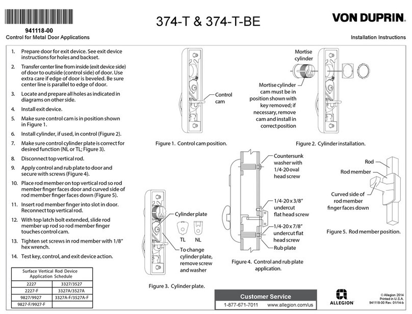 Von Duprin 374-T-BE installation instructions