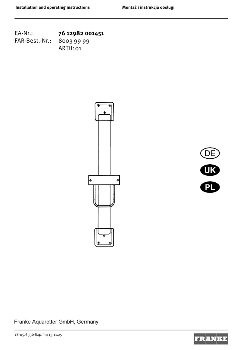 Franke ARTH101 Installation and operating instructions
