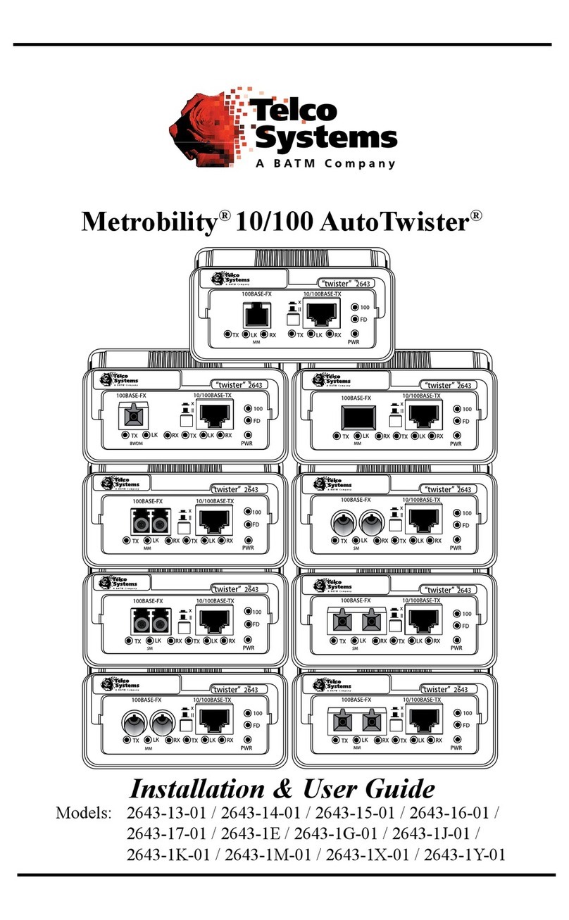 Telco Systems Metrobility 10/100 AutoTwister 2643-15-01 Installation & user guide Telco Systems Metrobility 10/100 AutoTwister 2643-15-01 Installation & user guide