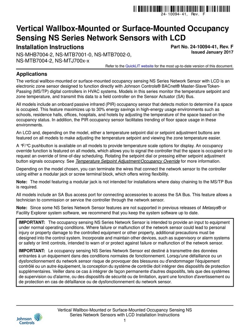 Johnson Controls NS Series installation instructions Johnson Controls NS Series installation instructions