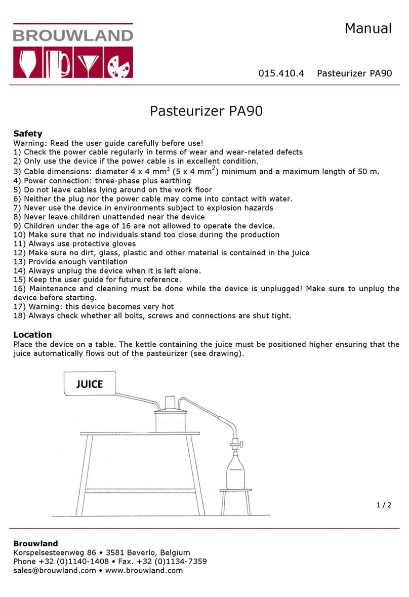 Brouwland Pasteurizer PA90 User manual